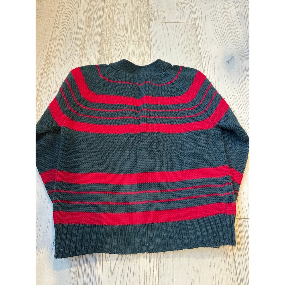 Vintage Havenshire Kids Green Red Striped Knit Cardigan Sweater Size 6 - Picture 3 of 3
